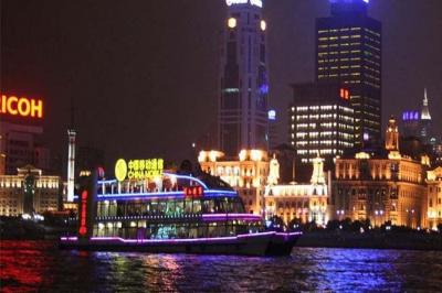 Night Scenery In Shanghai with Huangpu River Cruise.
